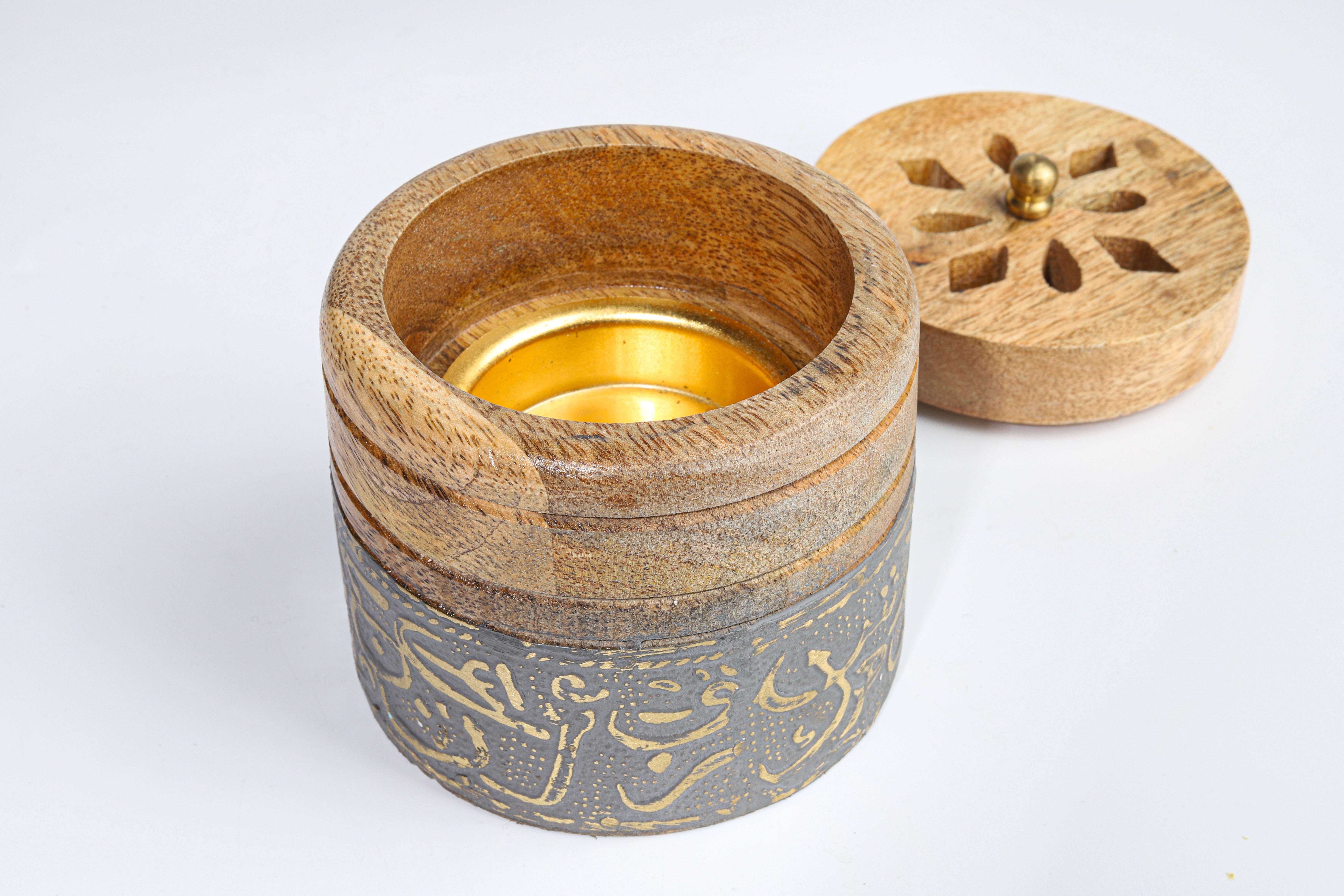 مباخر خشب يدوي مع غطاء 3