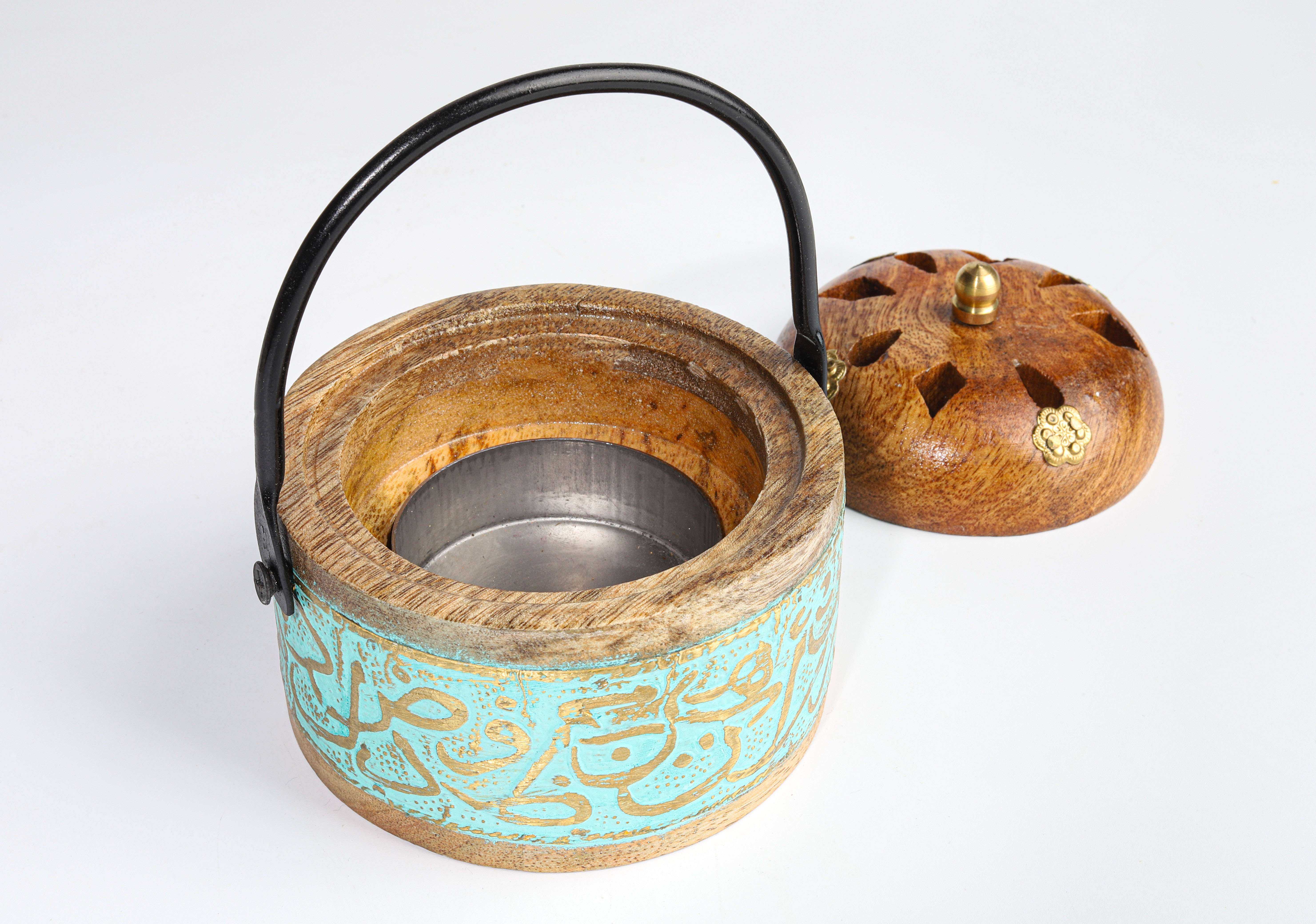 Handmade wooden incense burner with cover 2