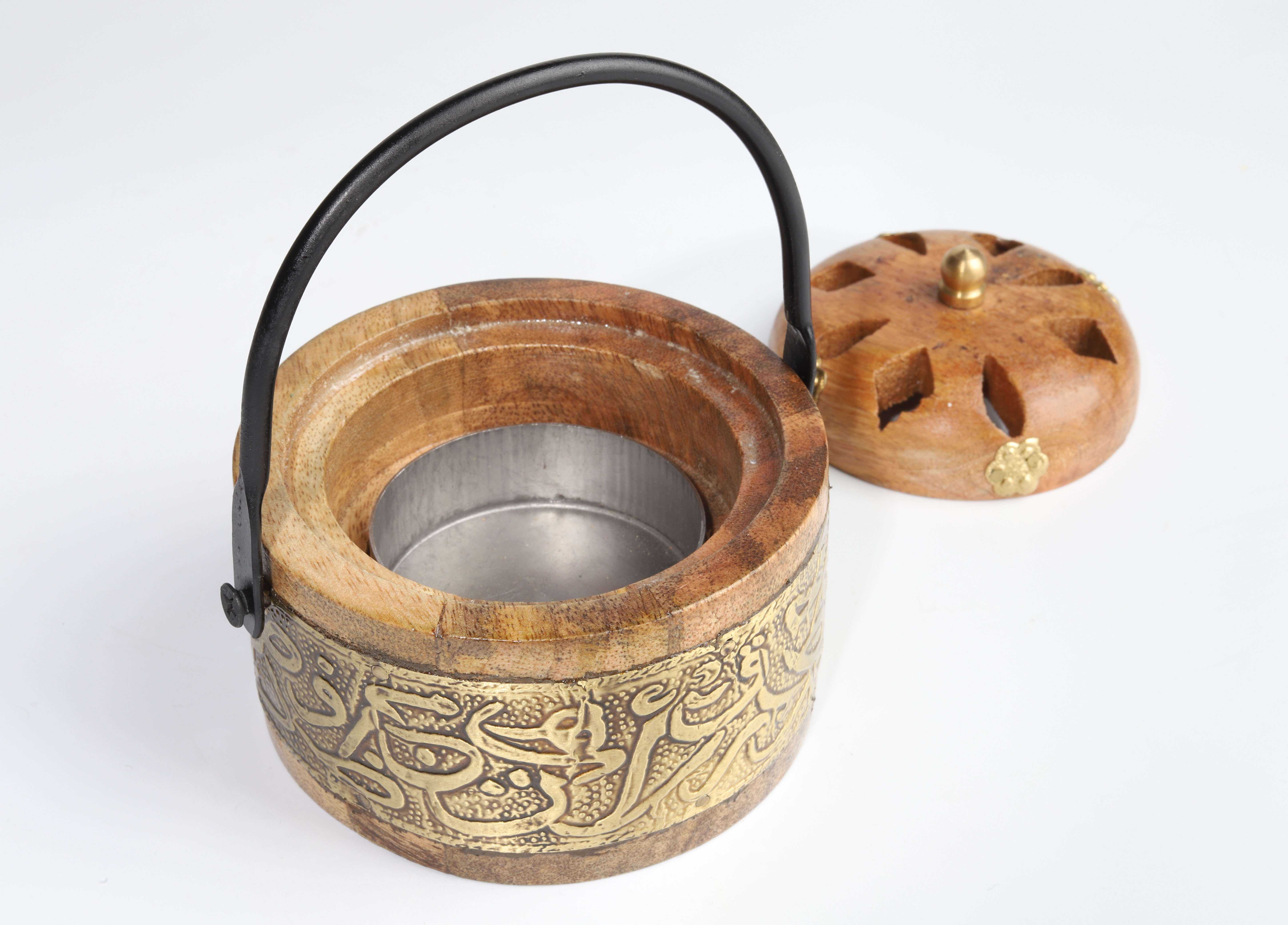 Handmade wooden incense burner with cover 3