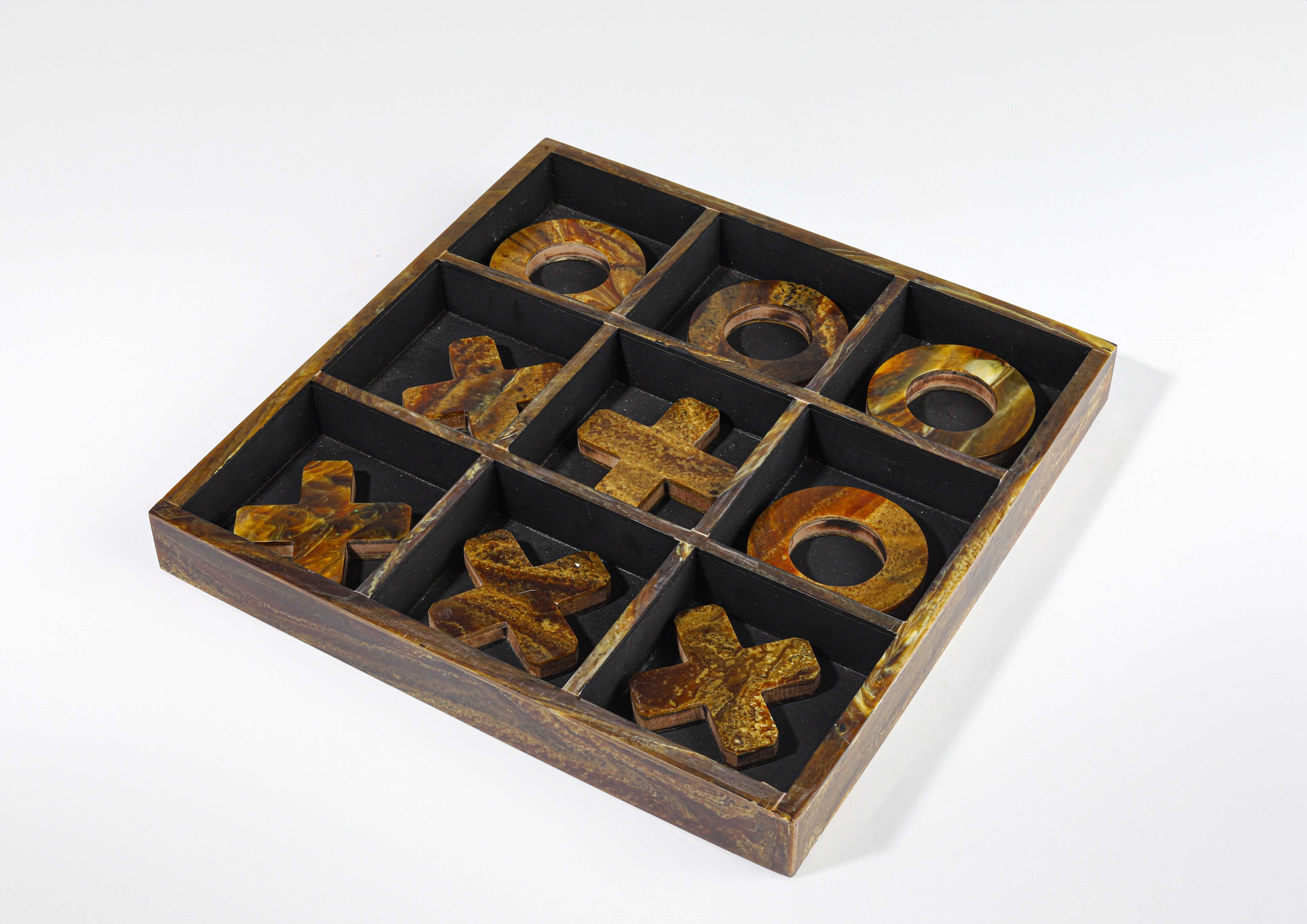 X O game made of wood, ivory and porcelain