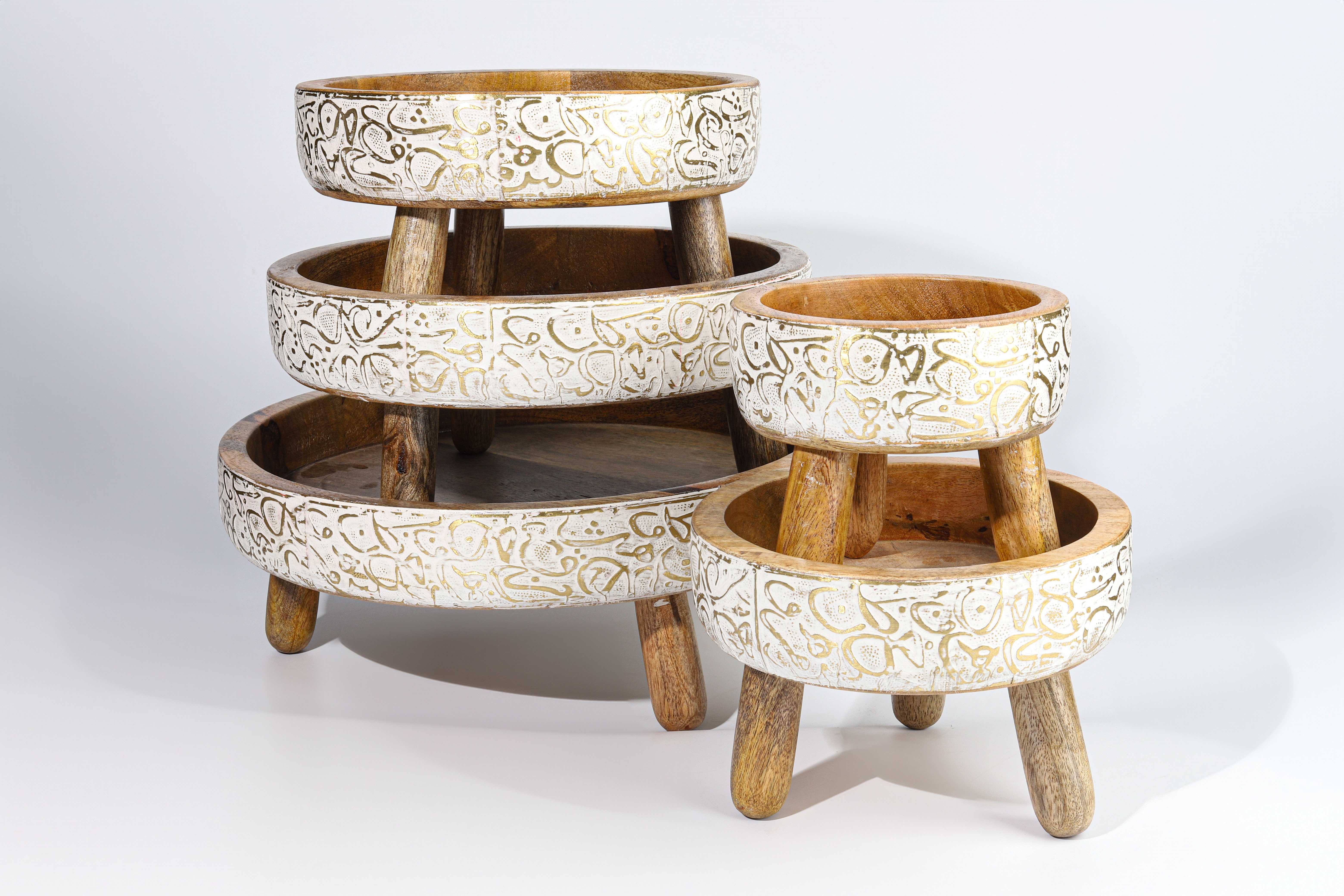 Wooden cake and dessert stand available in five sizes with and without letters.