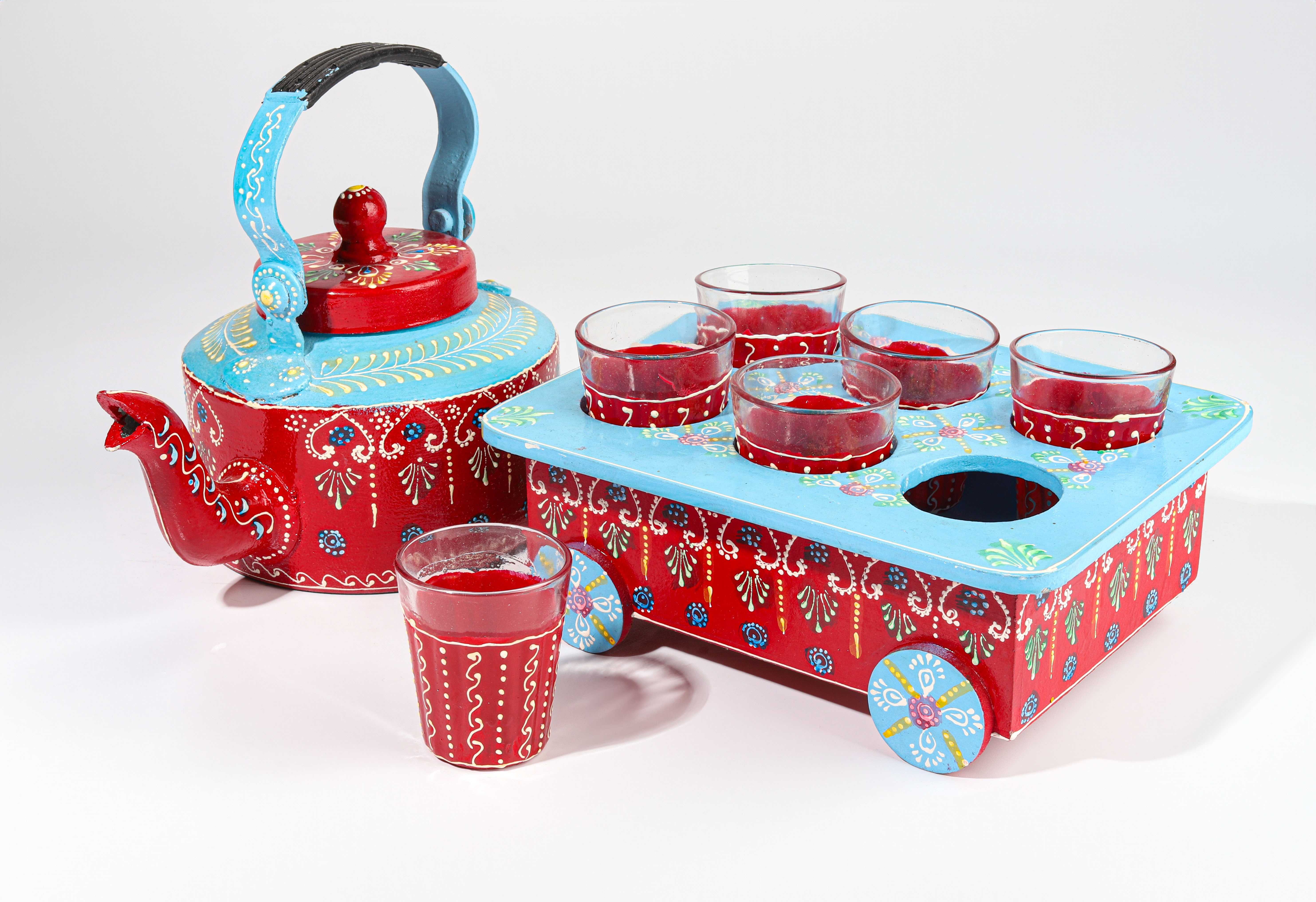 kattle color set with 6 cups 13