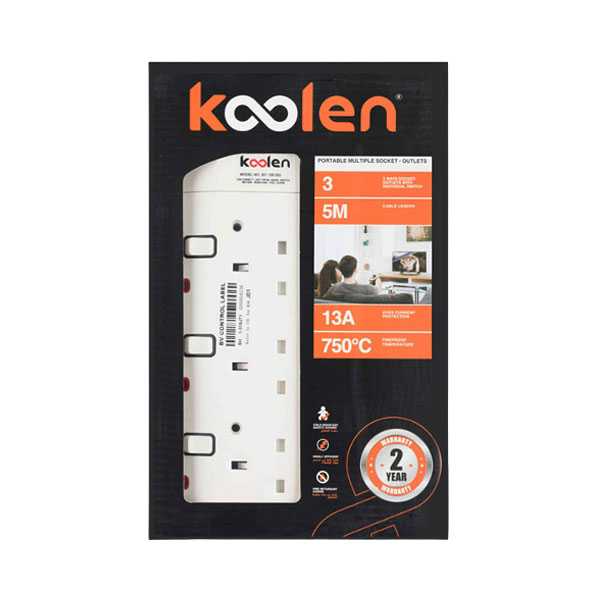 Koolen electrical connection, high quality, 4 outlets / 5 meters