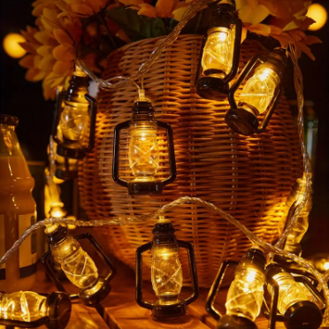 حبل اضاءة رمضان صغيرة بطارية - فانوس فضي 2