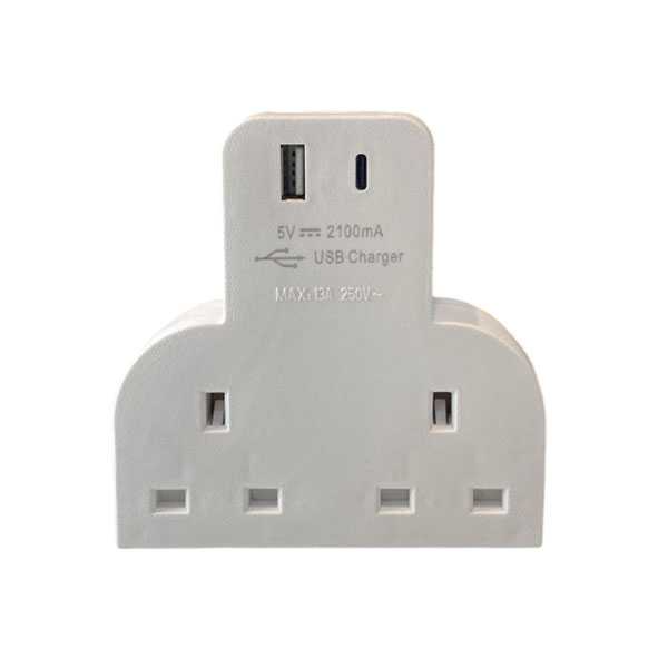 2-Pin Cordless Extension with 2 USB Ports - TYPE C