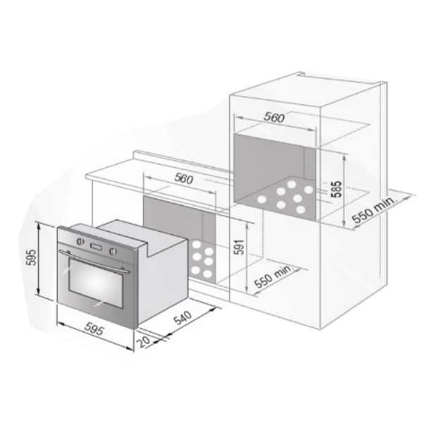 Hyundai Built-in Electric Oven 60cm 9 Functions 2