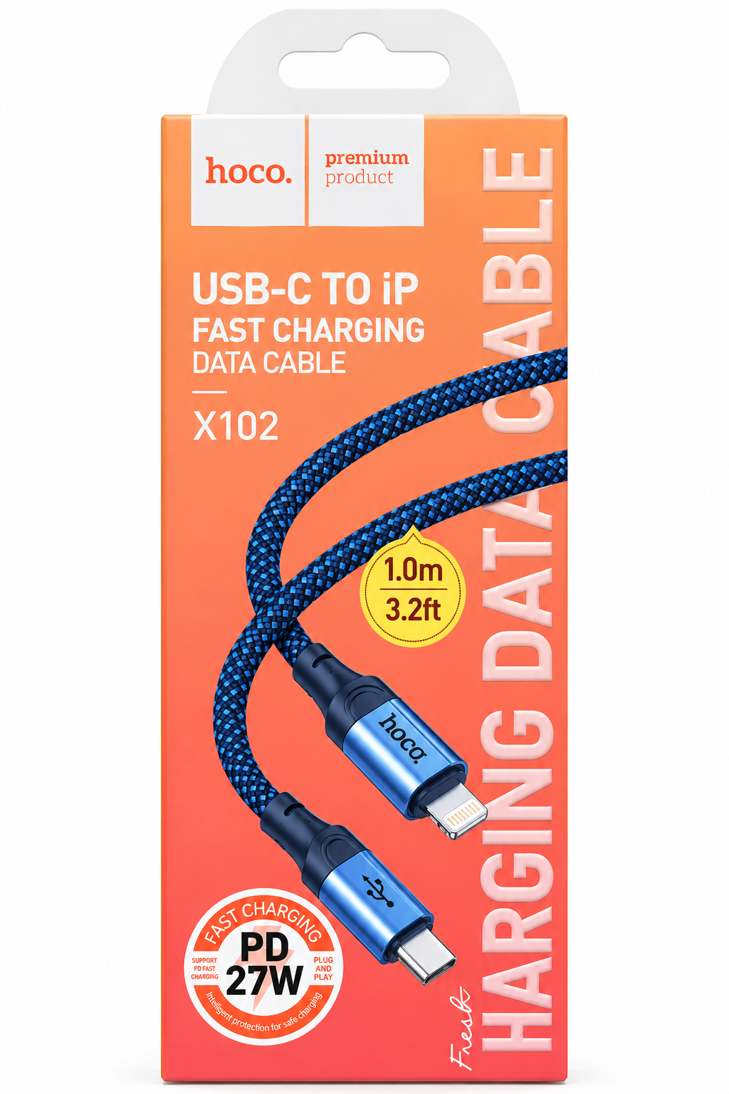 ھوكو كیبل قماشي ايفون-1M PD 27W Black