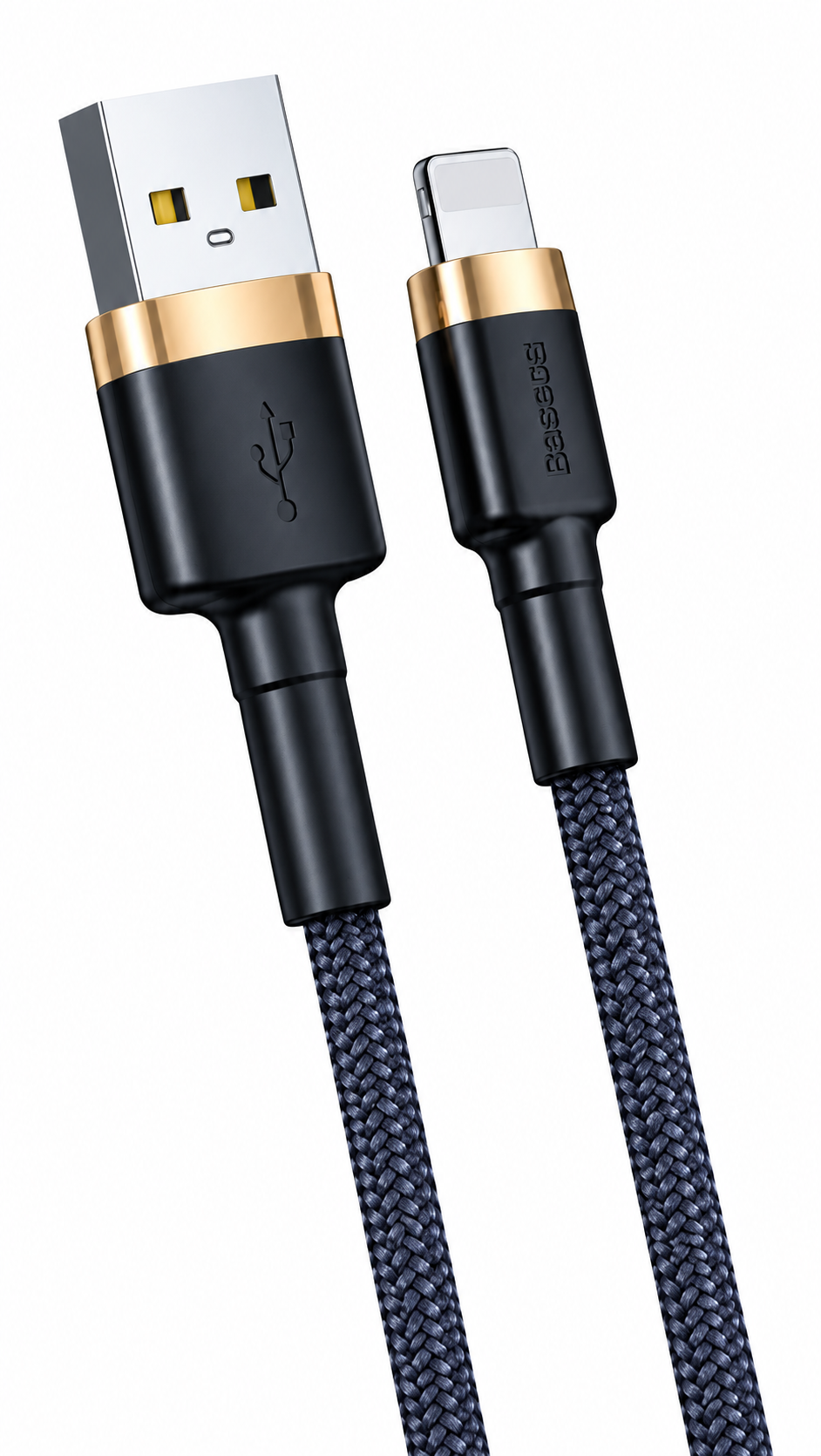 كيبل ايفون بيسوس USB-Lightning اللون اسود مع ذهبي قماش 2متر 2
