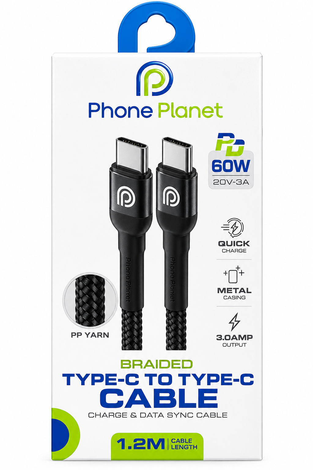 كيبل شحن تايب C من Phone Planet-1.2M 60W