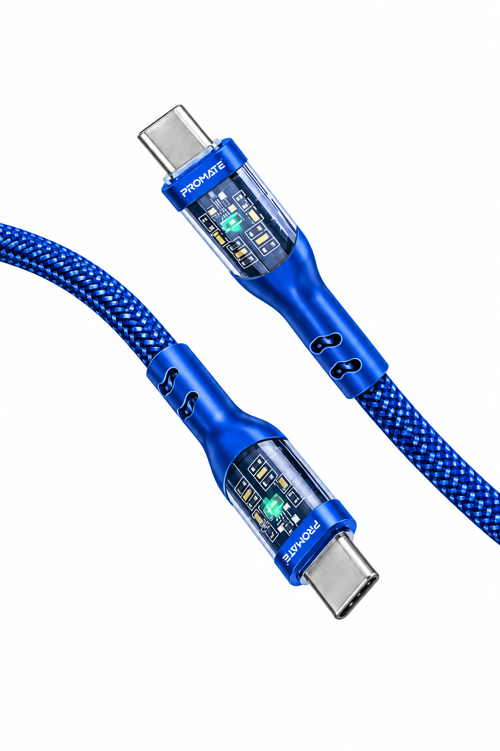 كيبل شحن TYPE-C to C (GOLD PLATED) من PROMATE-TransLineCC120 Navy 2