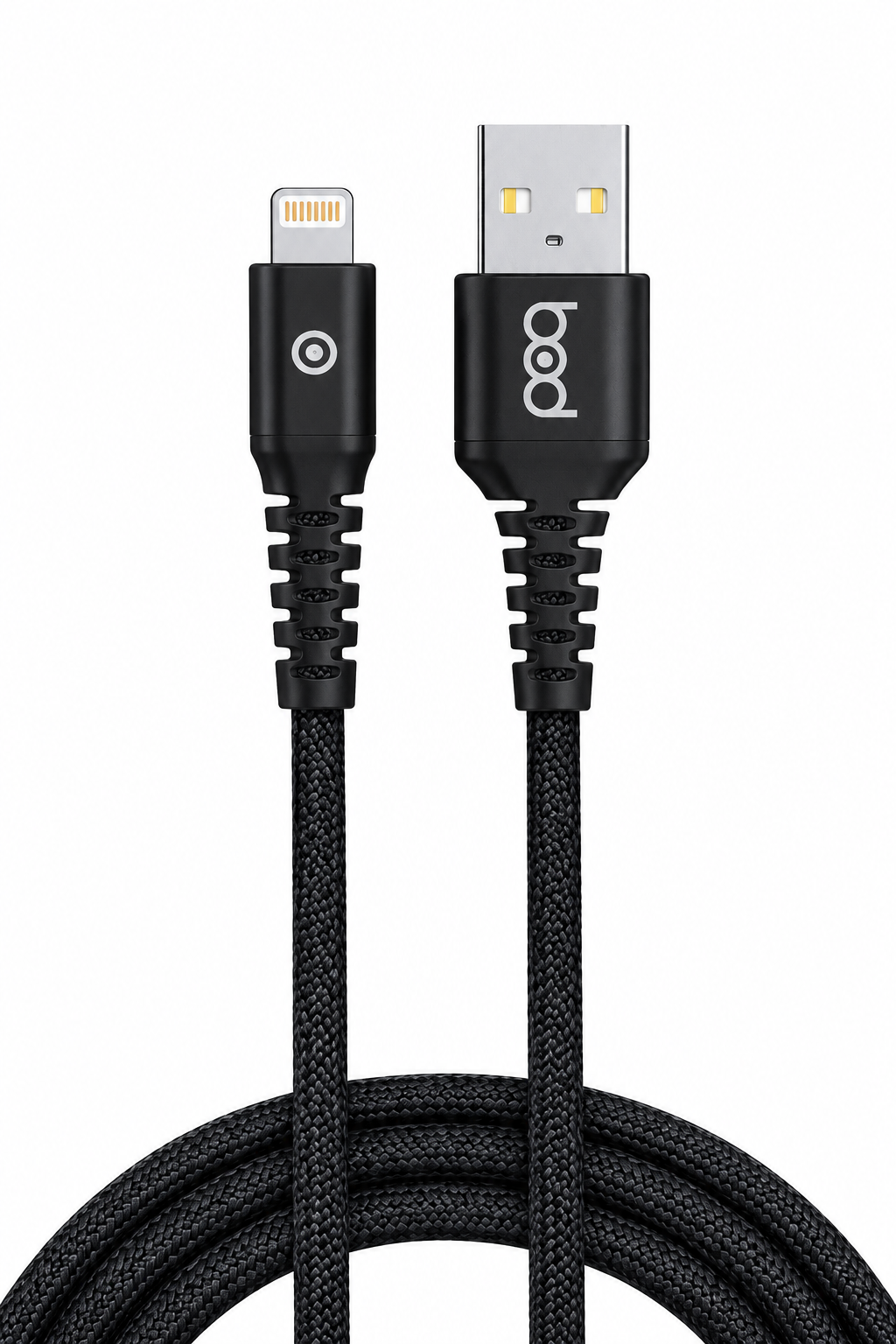 كيبل ايفون USB-Lightningبود قماش 2متر اسود 2