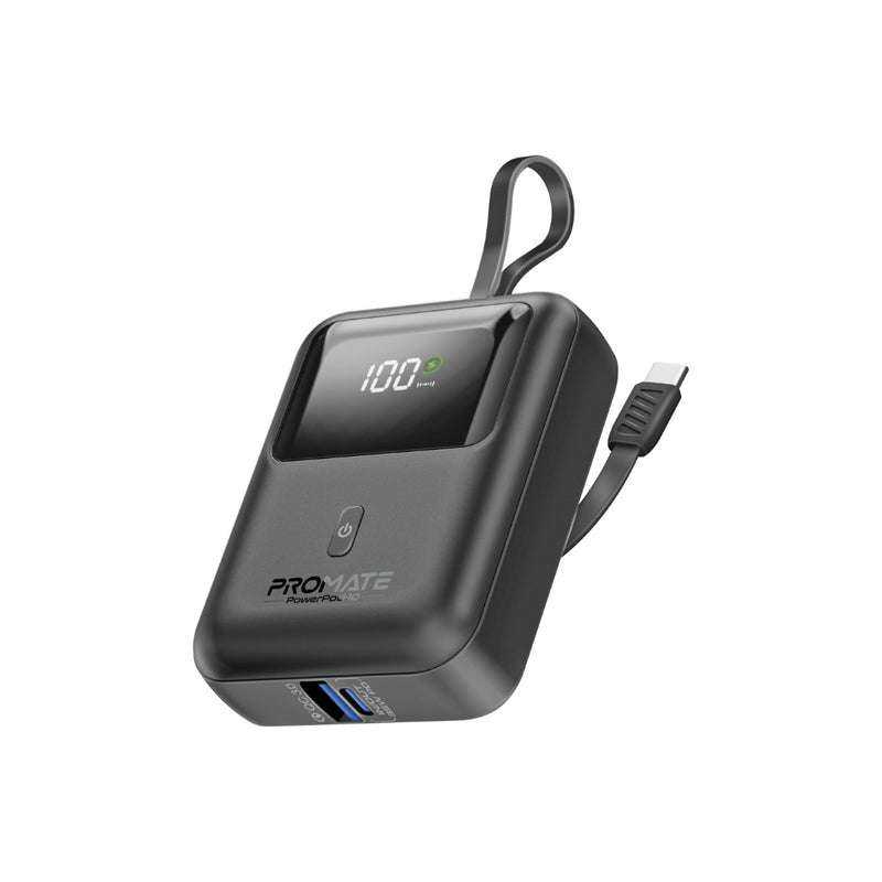 باور بنك 10000أمبير SUPER SPEED مع كيبلين مدمجين Type C و IPHONE من PROMATE-PowerPod 10 BLACK 2