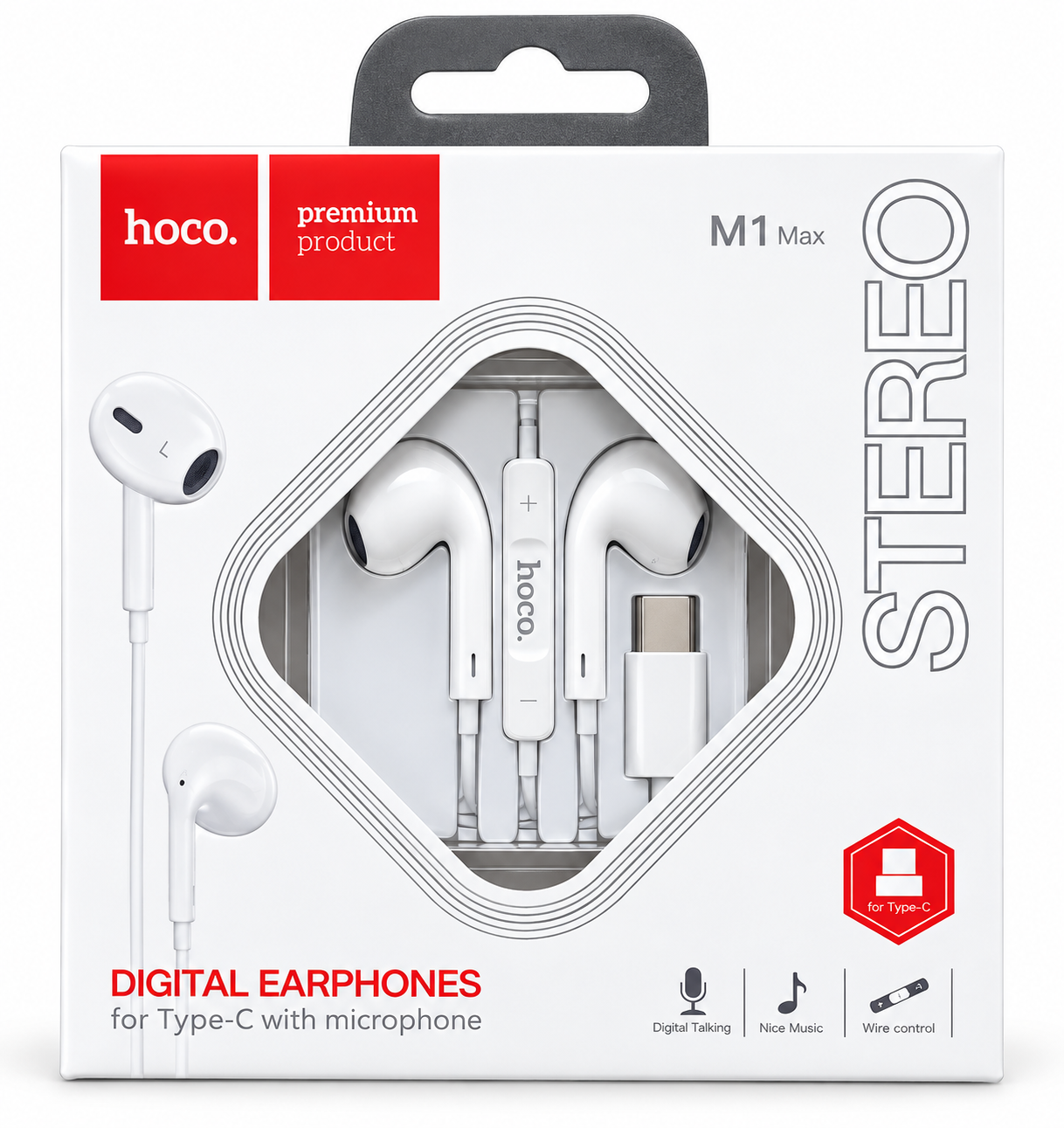هوكو سماعة اذن -Type C with Mic white