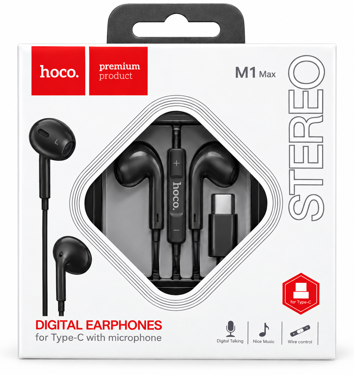 هوكو سماعة اذن -Type C with Mic Balck