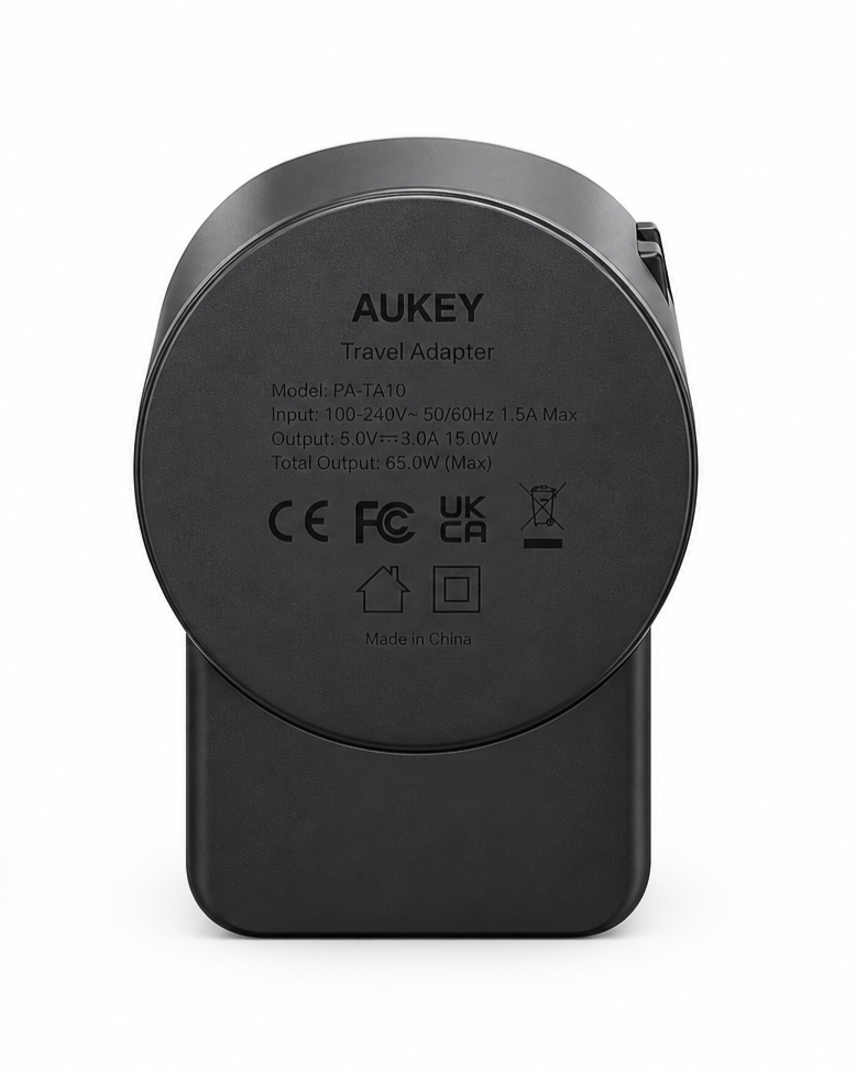 محول (فيش) سفر عالمي بقوة 65 واط بتقنية القان من AUKEY 3