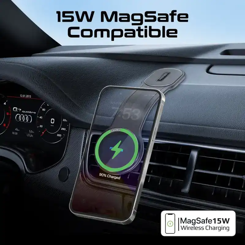 حامل جوال للسيارة مع شحن مرن للهواتف الذكية متوافق مع MagSafe بقدرة 15 واتPROMATE-Black 3