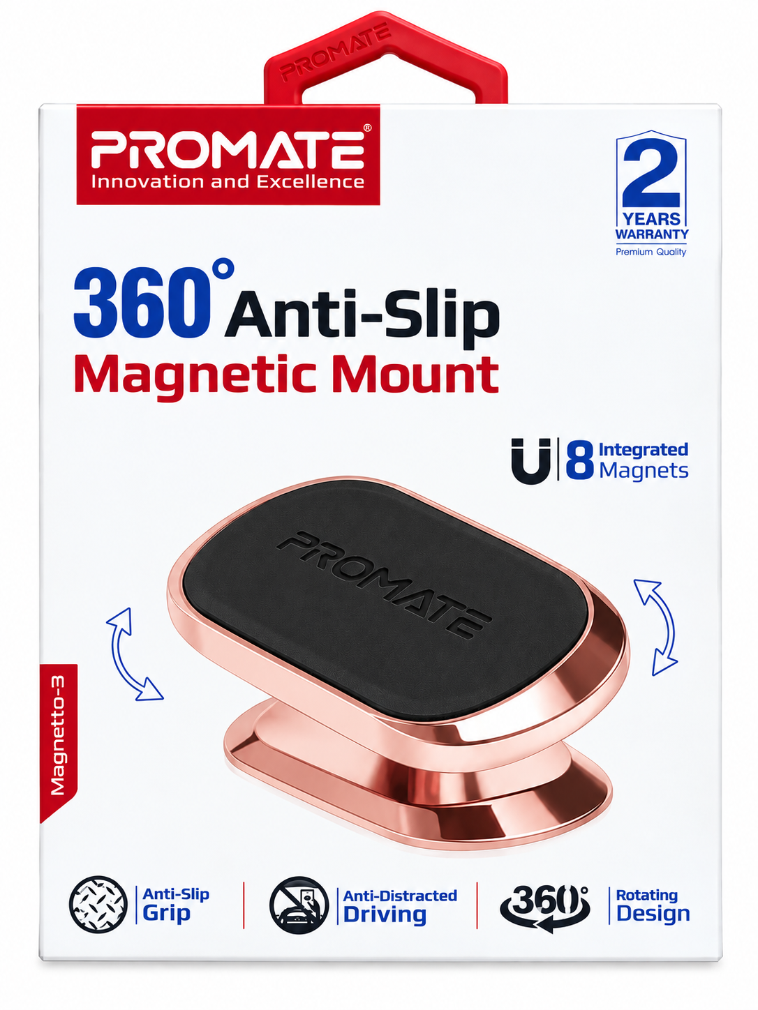 حامل جوال مغناطيسي للسيارة  360 من PROMATE-Magnetto3 ROSE GOLD