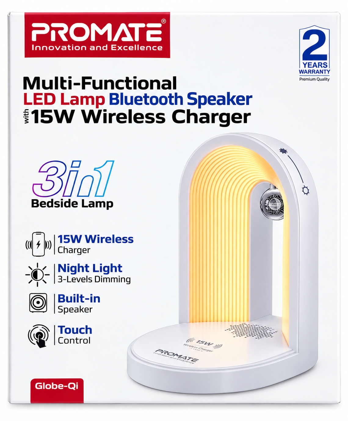 شاحن لاسلكي-15w متعدد الوظائف 3 في 1 مع مصباح LED ومكبر صوت بلوتوث