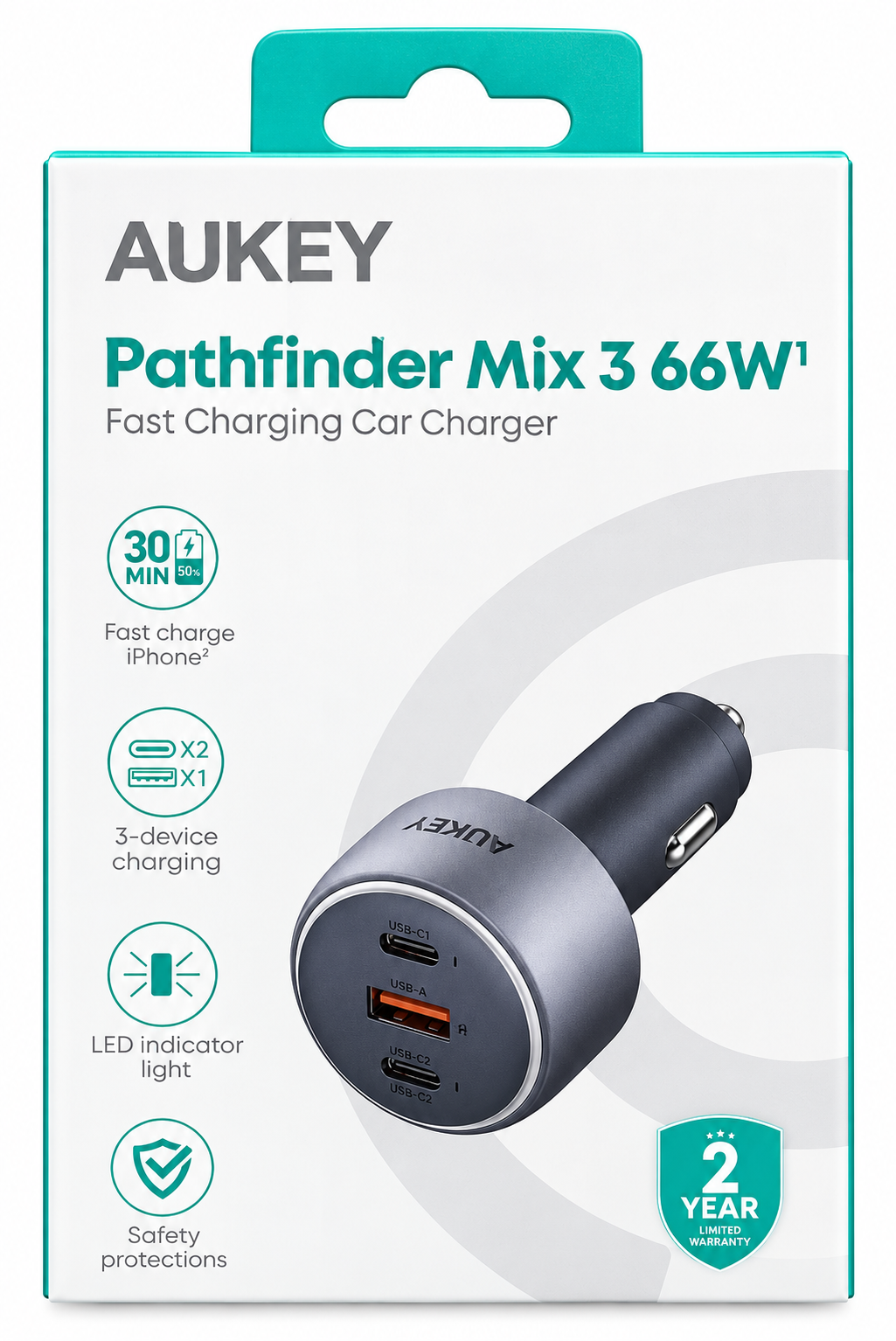 راس شاحن سيارة من اوكي بقوةCC-P1-GY Pathfinder 66W